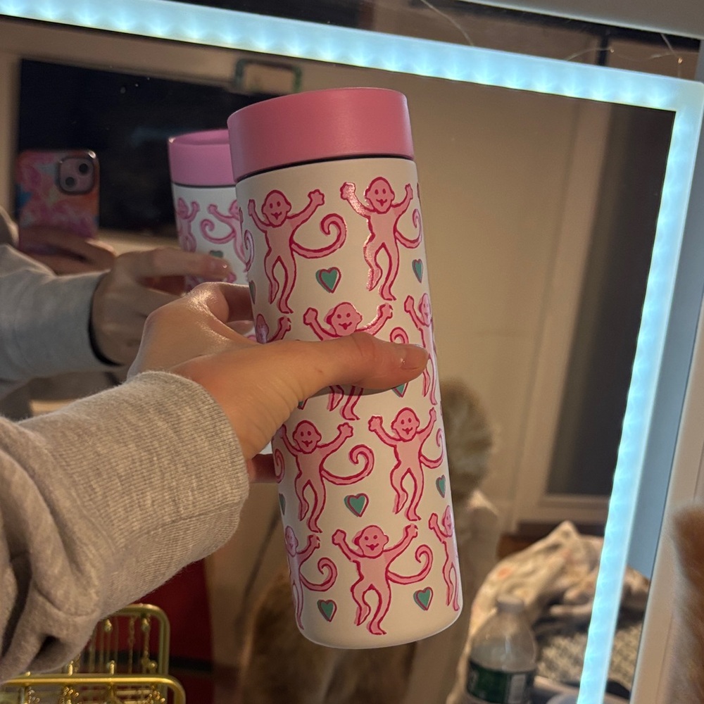 BRAND NEW Starbucks + Roller Rabbit Pink Monkey Travel Mug
